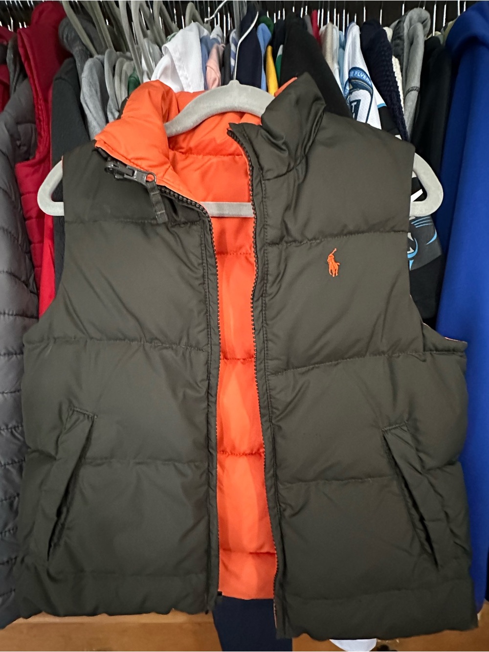 Polo by Ralph Lauren Olive Green or Orange Reversable Puffer Vest